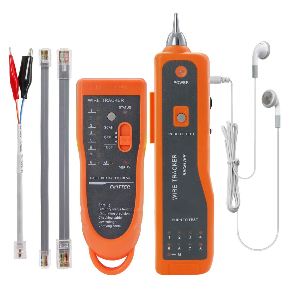 RJ45 Wire Tester RJ45 RJ11 Cable Tracker Line Finder Multifunction Wire Tracker Ethernet LAN Network Cat5 Cat6 with Earphone