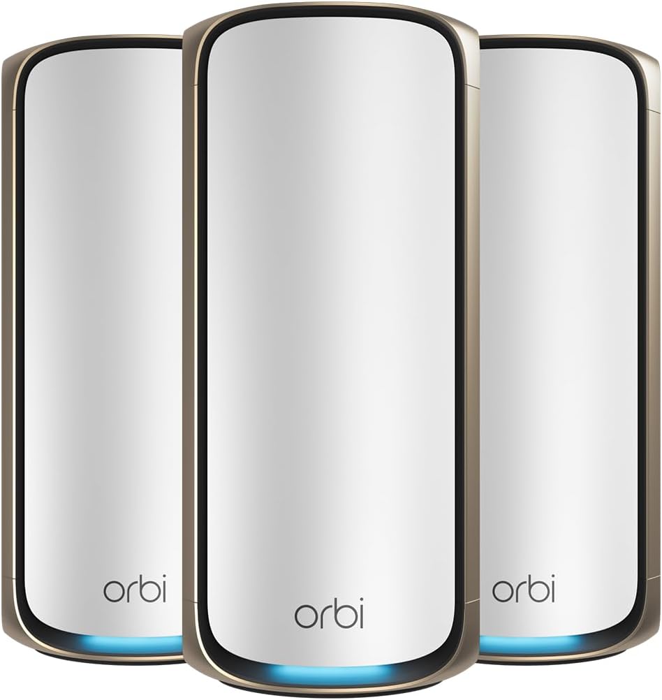 Orbi Orbi 970 Series Quad-Band WiFi 7 Mesh Network System (RBE973S), Router + 2 Satellite Extenders